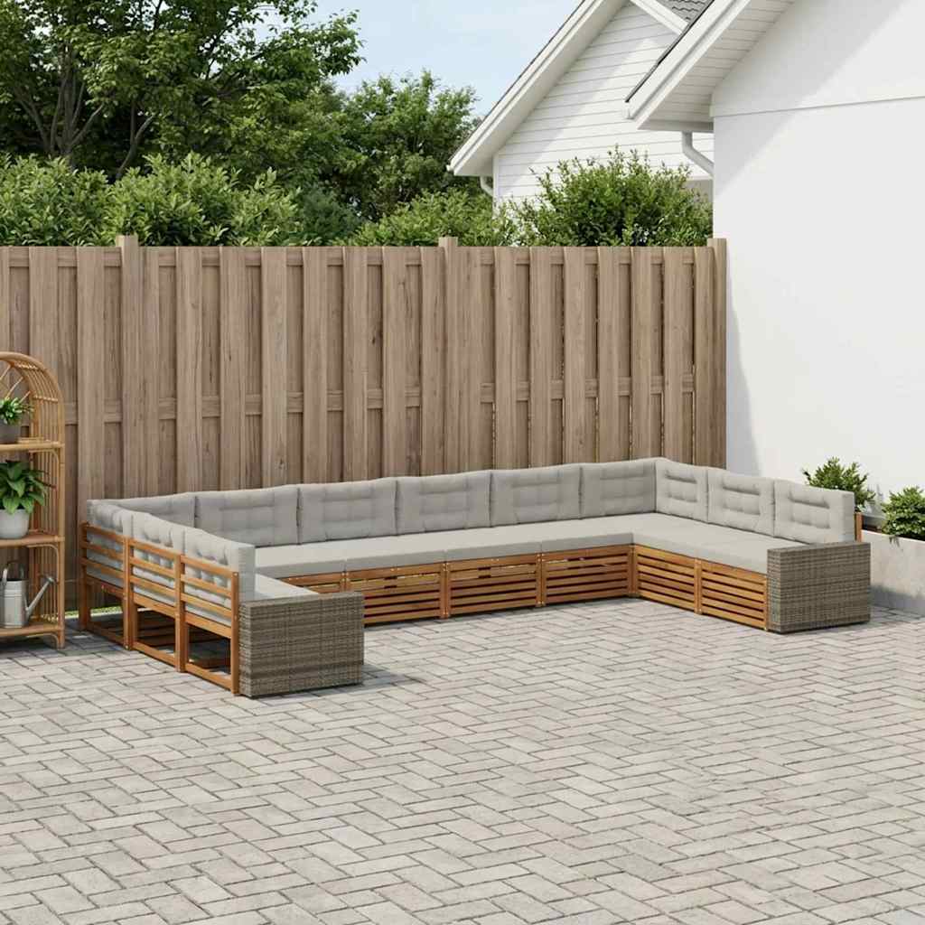 Setovi sofa s jastukom 10 pcs Čvrsto drvo akacije