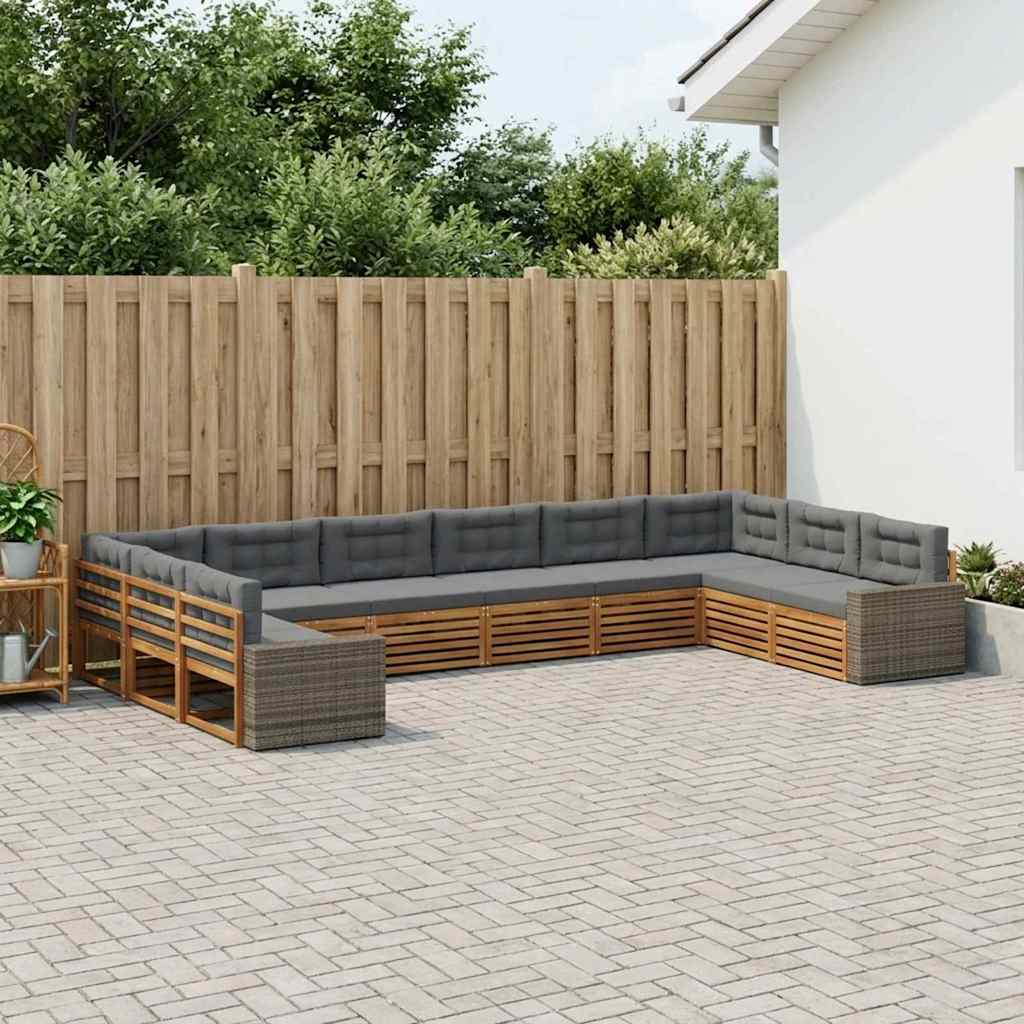 Setovi sofa s jastukom 10 pcs Čvrsto drvo akacije