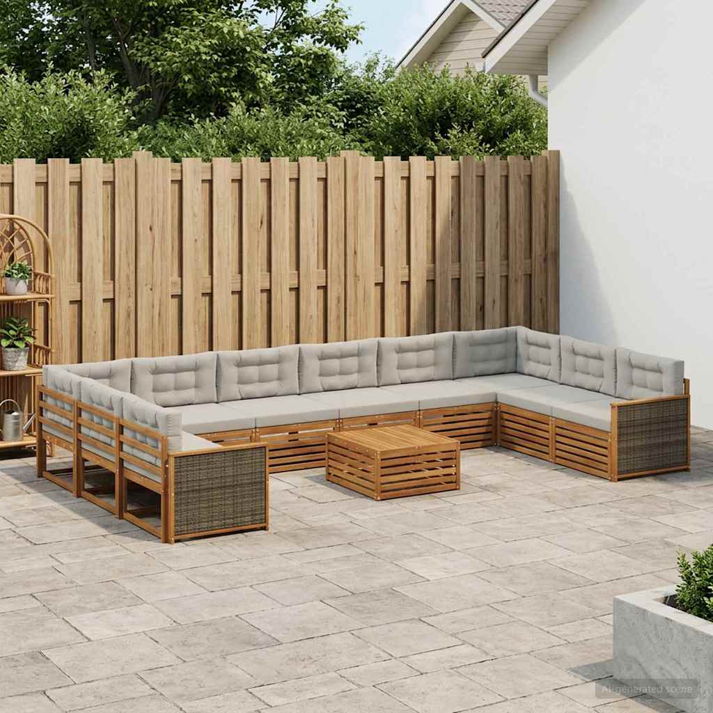 Setovi sofa s jastukom 11 pcs Čvrsto drvo akacije