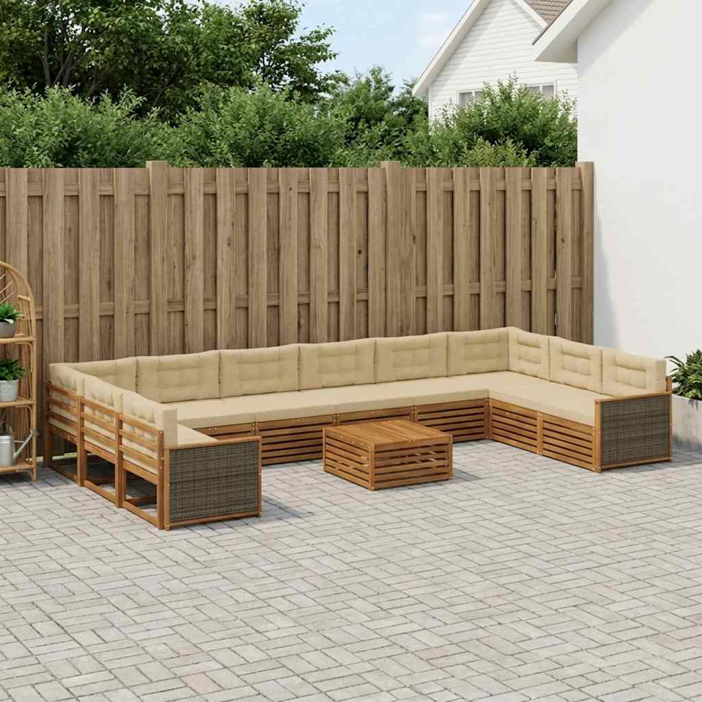 Setovi sofa s jastukom 11 pcs Čvrsto drvo akacije