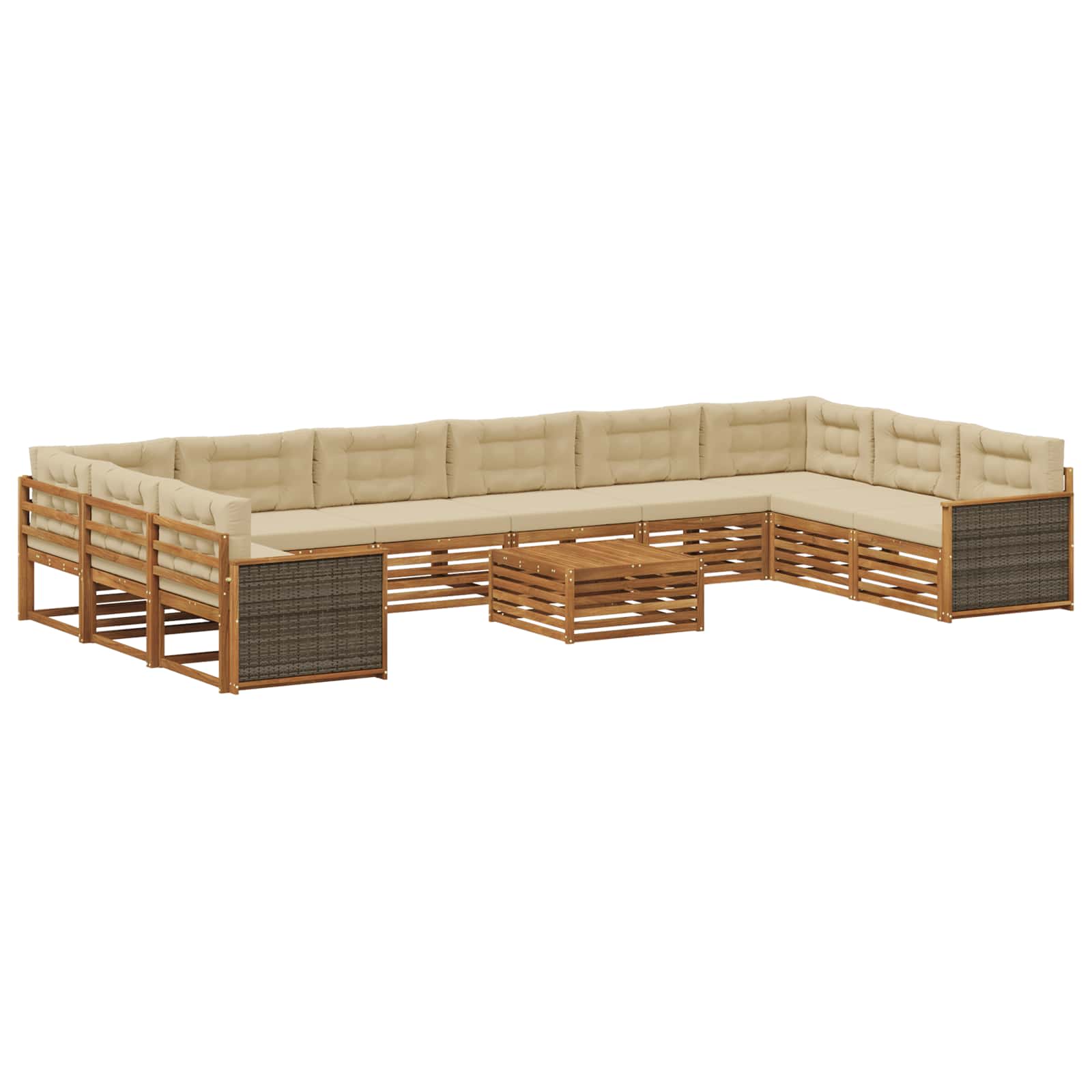 Setovi sofa s jastukom 11 pcs Čvrsto drvo akacije