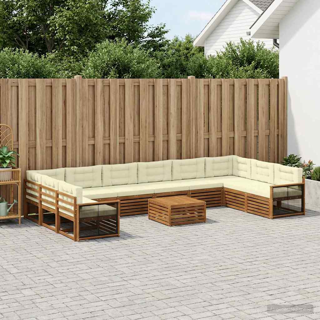 Setovi sofa s jastukom 11 pcs Čvrsto drvo akacije