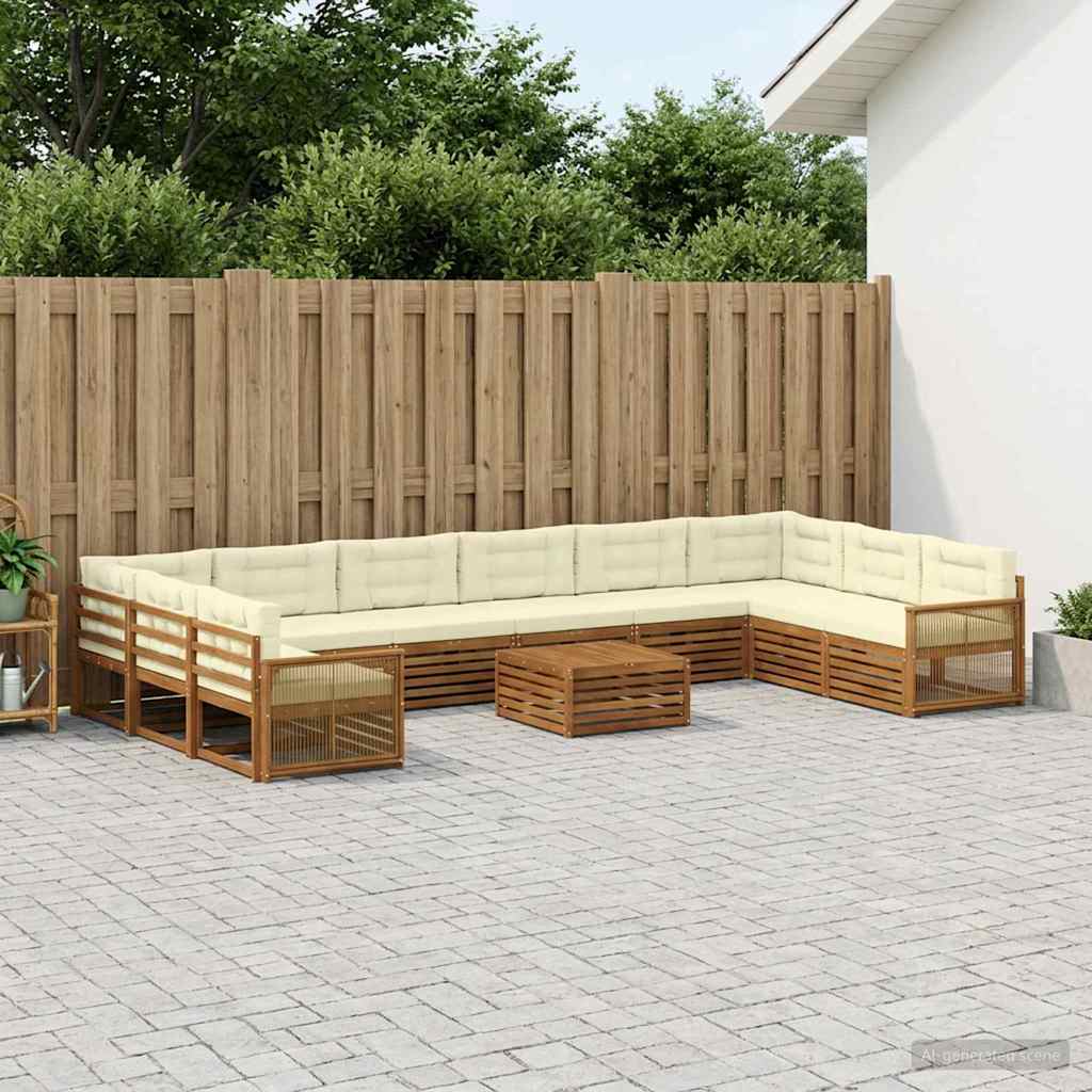 Setovi sofa s jastukom 11 pcs Čvrsto drvo akacije