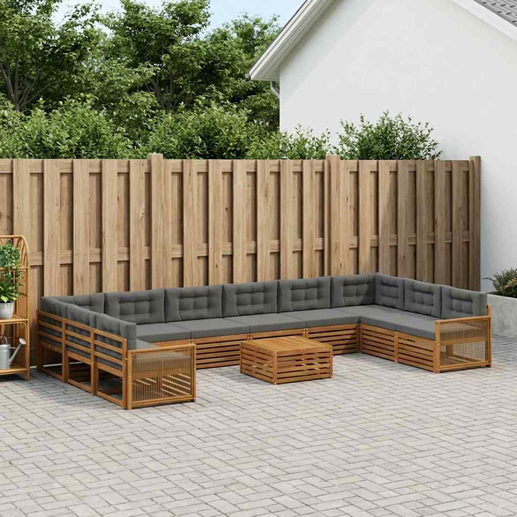 Setovi sofa s jastukom 11 pcs Čvrsto drvo akacije