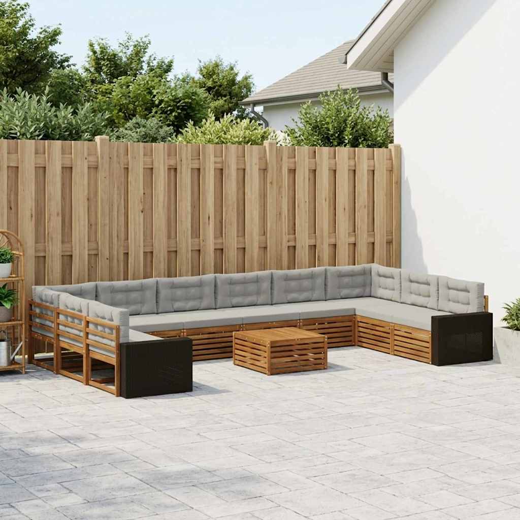 Setovi sofa s jastukom 11 pcs Čvrsto drvo akacije