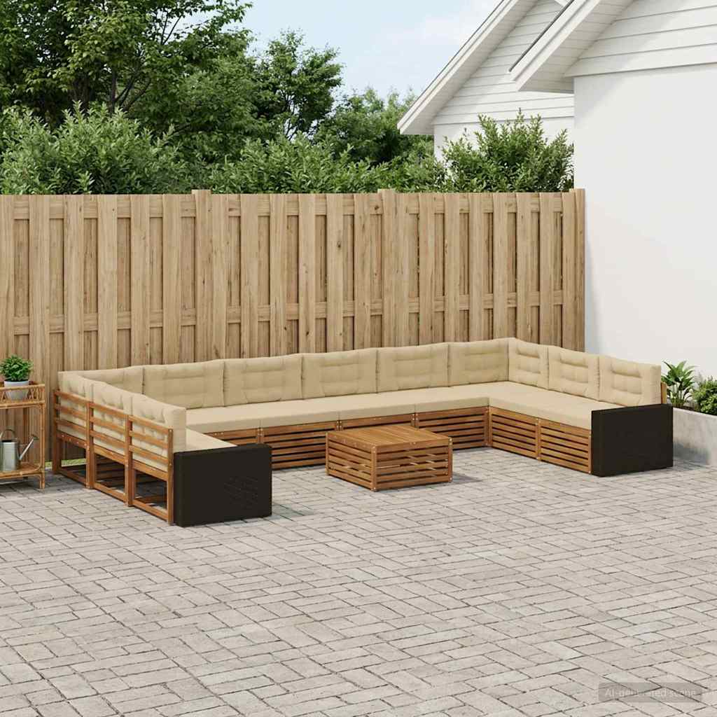Setovi sofa s jastukom 11 pcs Čvrsto drvo akacije