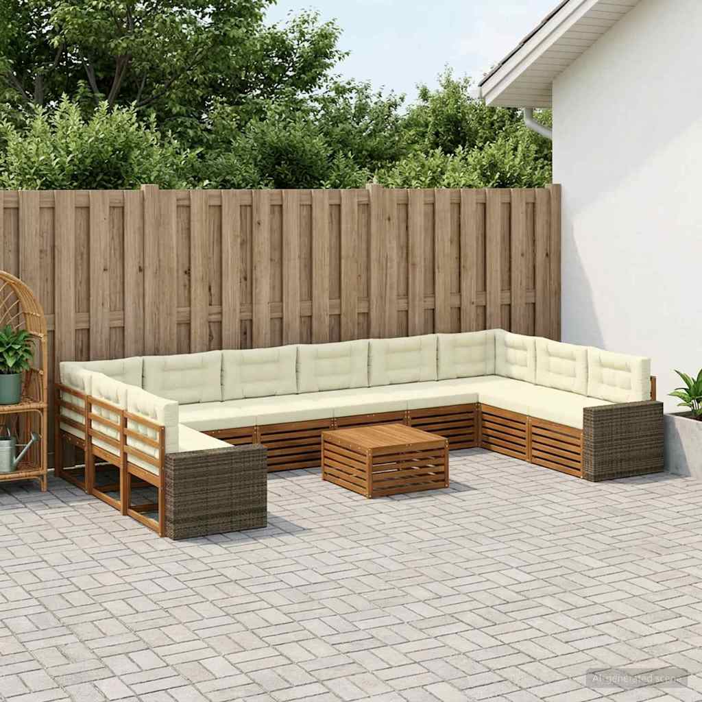 Setovi sofa 11 kom. Čvrsto drvo akacije