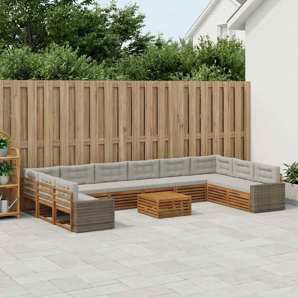 Setovi sofa s jastukom 11 pcs Čvrsto drvo akacije