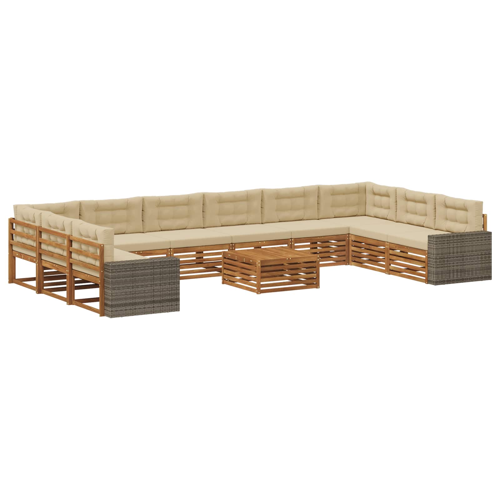 Setovi sofa s jastukom 11 pcs Čvrsto drvo akacije