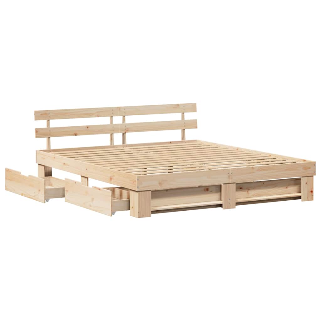 Krevetna konstrukcija Smeđa 200 x 200 cm Čvrsto borovo drvo