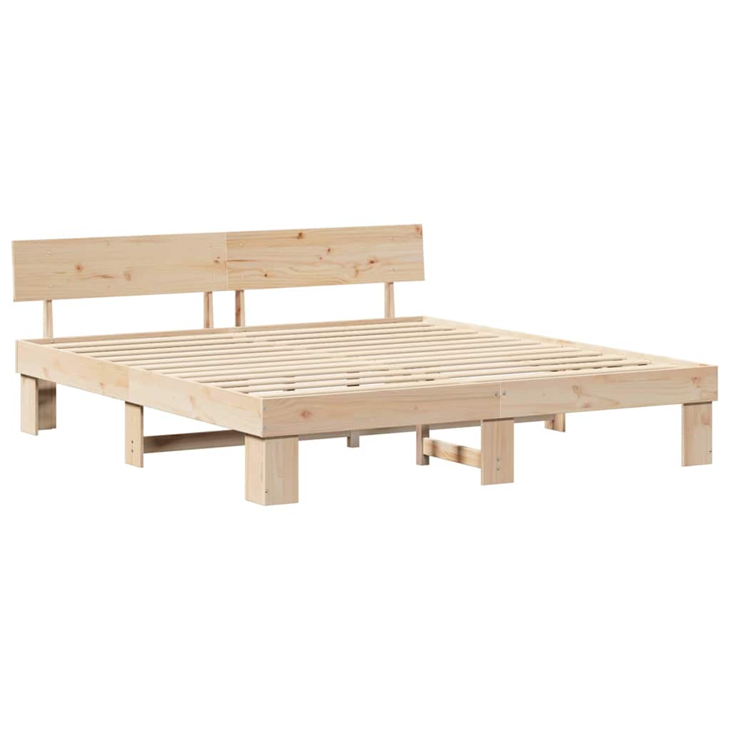 Krevetna konstrukcija Smeđa 200 x 200 cm Čvrsto borovo drvo