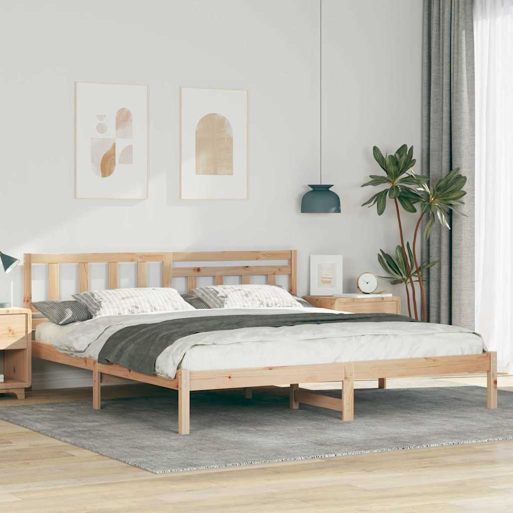 Krevetna konstrukcija Smeđa 200 x 200 cm Čvrsto borovo drvo