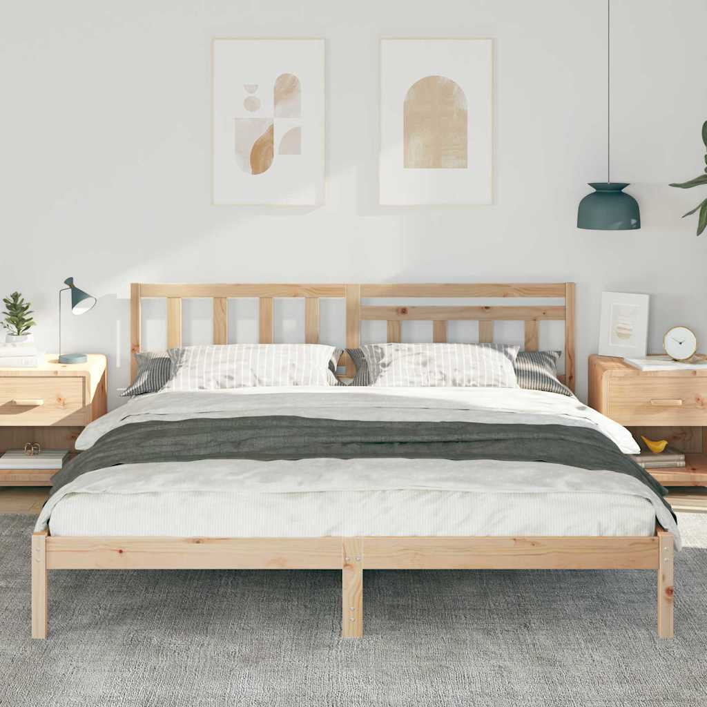 Krevetna konstrukcija Smeđa 200 x 200 cm Čvrsto borovo drvo