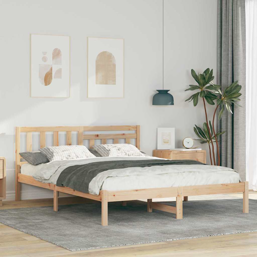 Krevetna konstrukcija Smeđa 150 x 200 cm Čvrsto borovo drvo