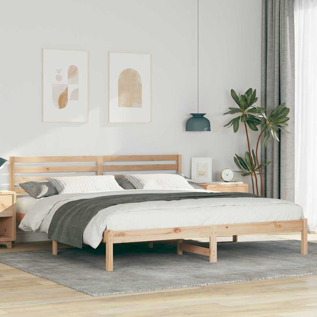 Krevetna konstrukcija Smeđa 200 x 200 cm Čvrsto borovo drvo