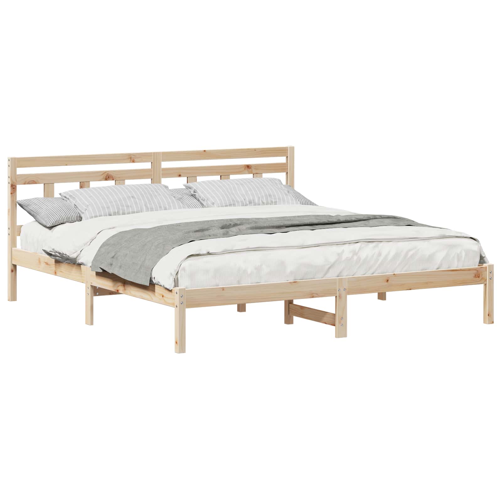 Krevetna konstrukcija Smeđa 200 x 200 cm Čvrsto borovo drvo