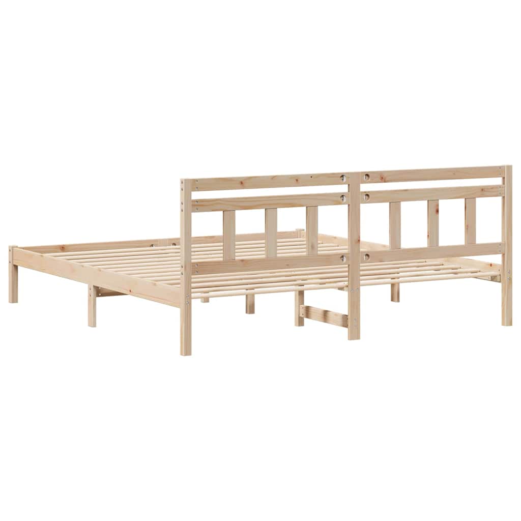Krevetna konstrukcija Smeđa 200 x 200 cm Čvrsto borovo drvo