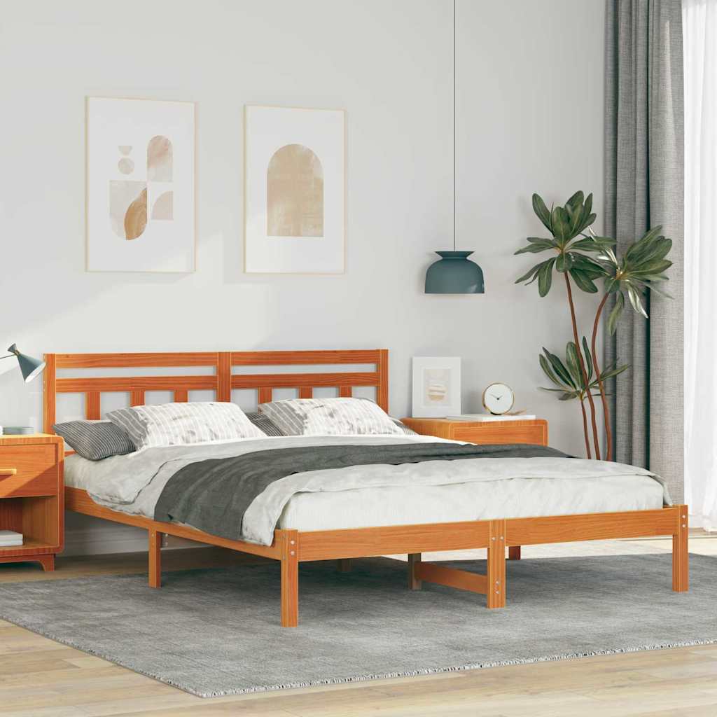 Krevetna konstrukcija Smeđa 150 x 200 cm Čvrsto borovo drvo