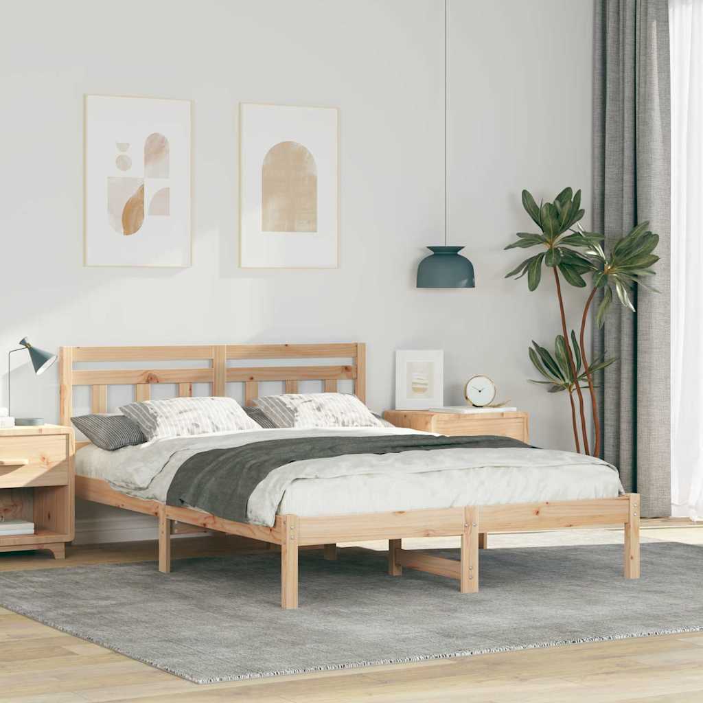 Krevetna konstrukcija Smeđa 135 x 190 cm Čvrsto borovo drvo