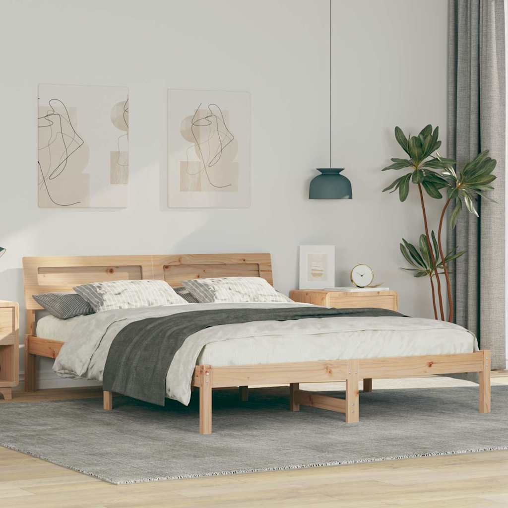 Krevetna konstrukcija Smeđa 150 x 200 cm Čvrsto borovo drvo