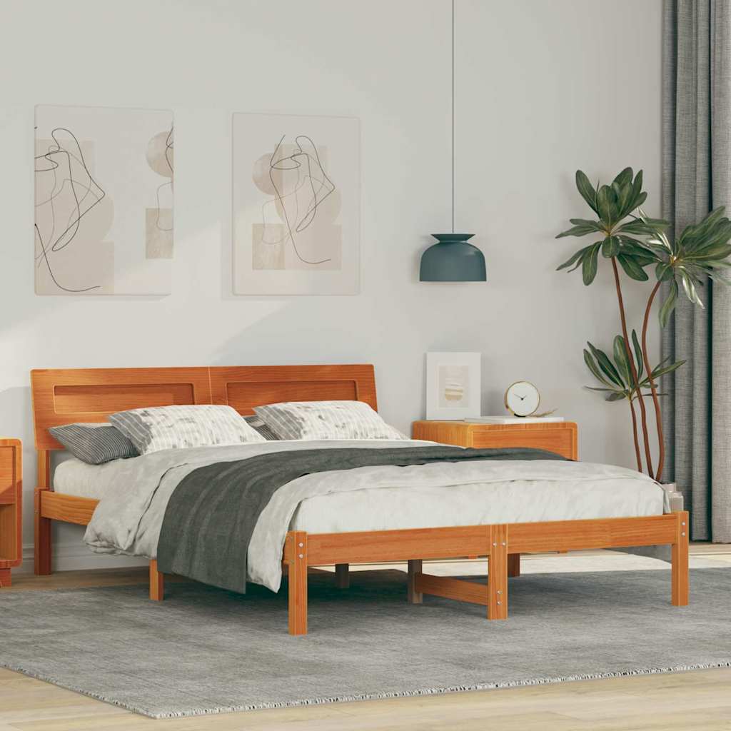 Krevetna konstrukcija s uzglavljem Vosak smeđa 120 x 200 cm