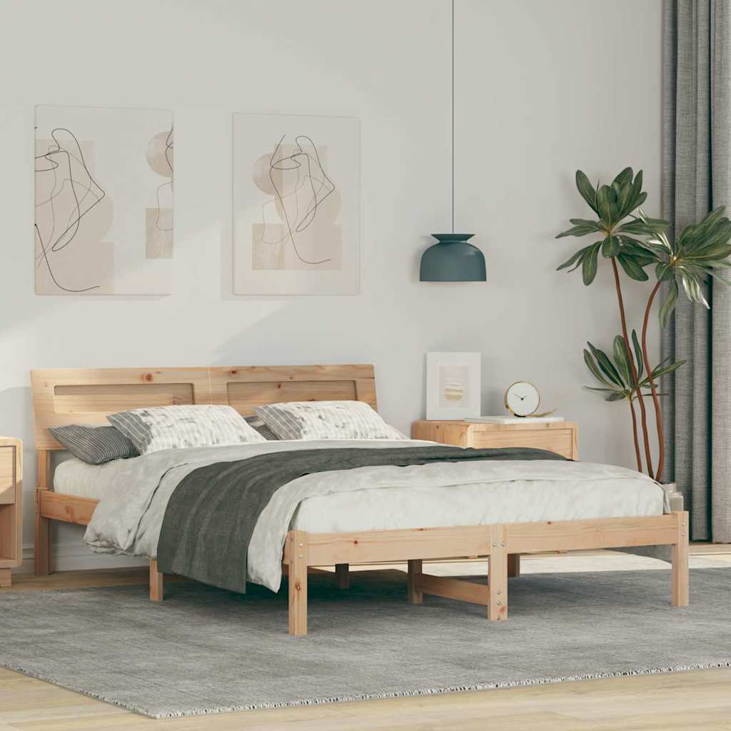 Krevetna konstrukcija Smeđa 120 x 190 cm Čvrsto borovo drvo