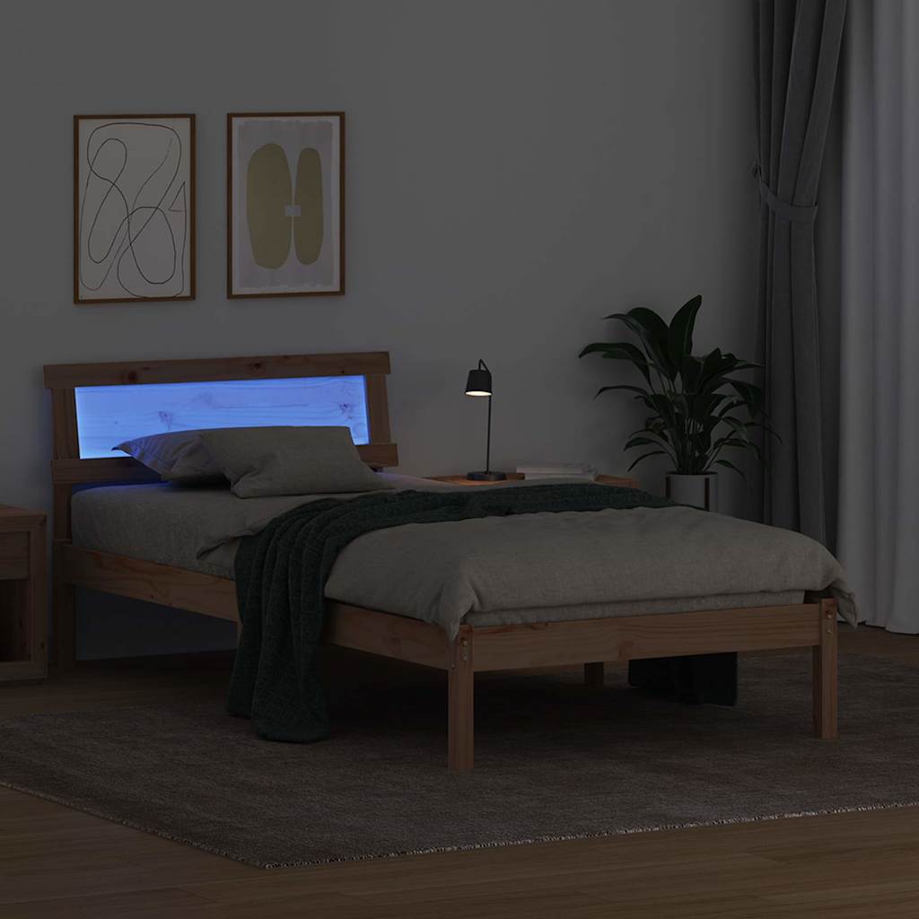 Krevetna konstrukcija Smeđa 100 x 200 cm Čvrsto borovo drvo
