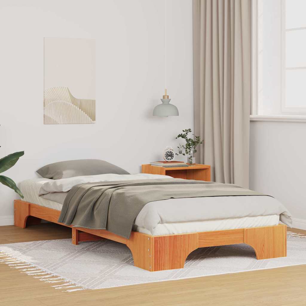 Krevetna konstrukcija Smeđa 90 x 210 cm Čvrsto borovo drvo
