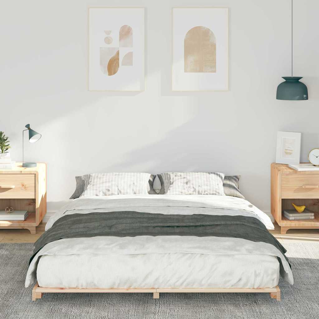 Krevetna konstrukcija Smeđa 150 x 200 cm Čvrsto borovo drvo