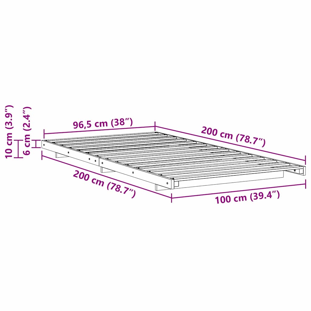 Krevetna konstrukcija Smeđa 100 x 200 cm Čvrsto borovo drvo