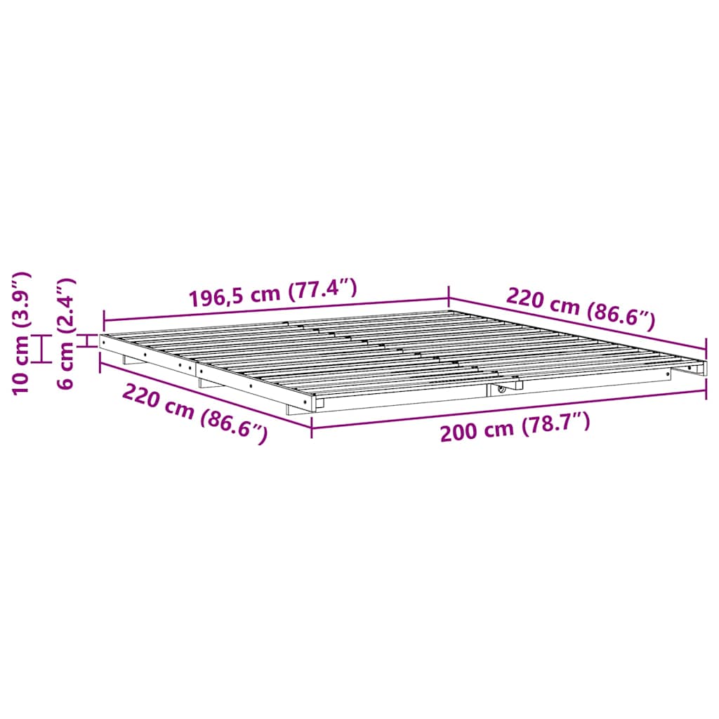 Krevetna konstrukcija Vosak smeđa 200 x 220 cm