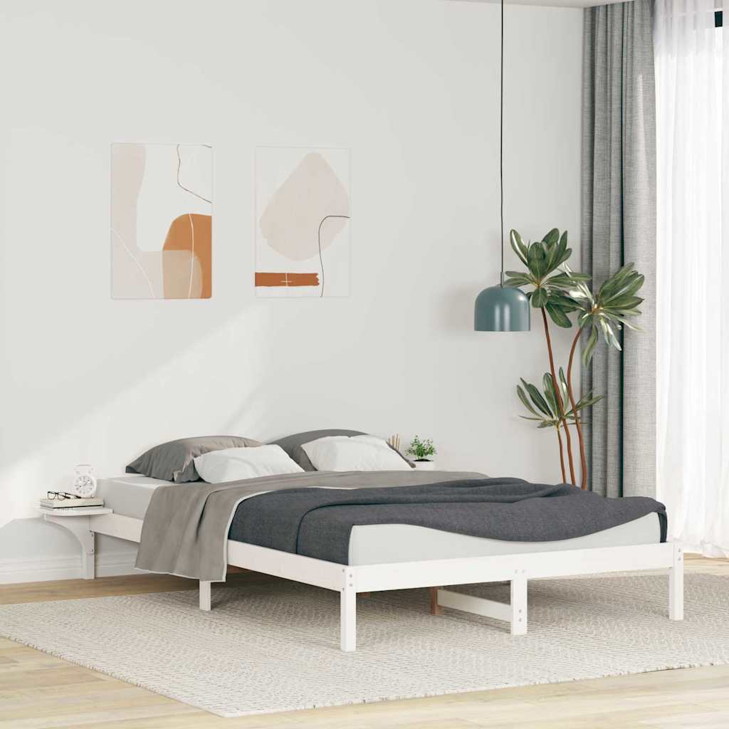 Krevetna konstrukcija s bočnim stolovima Bijelo 140 x 210 cm