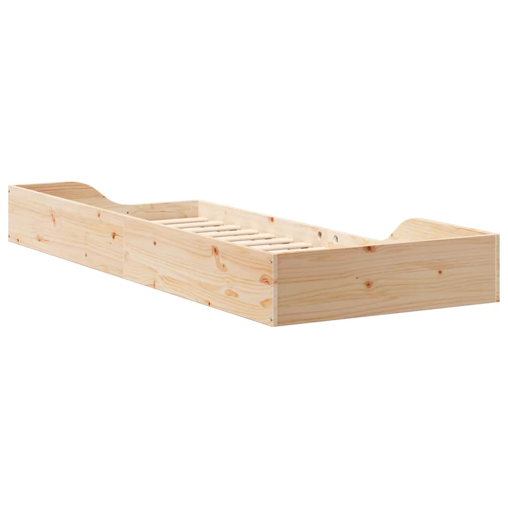 Krevetna konstrukcija Smeđa 90 x 220 cm Čvrsto borovo drvo Bež