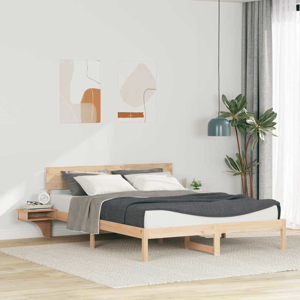 Krevetna konstrukcija Smeđa 150 x 200 cm Čvrsto borovo drvo