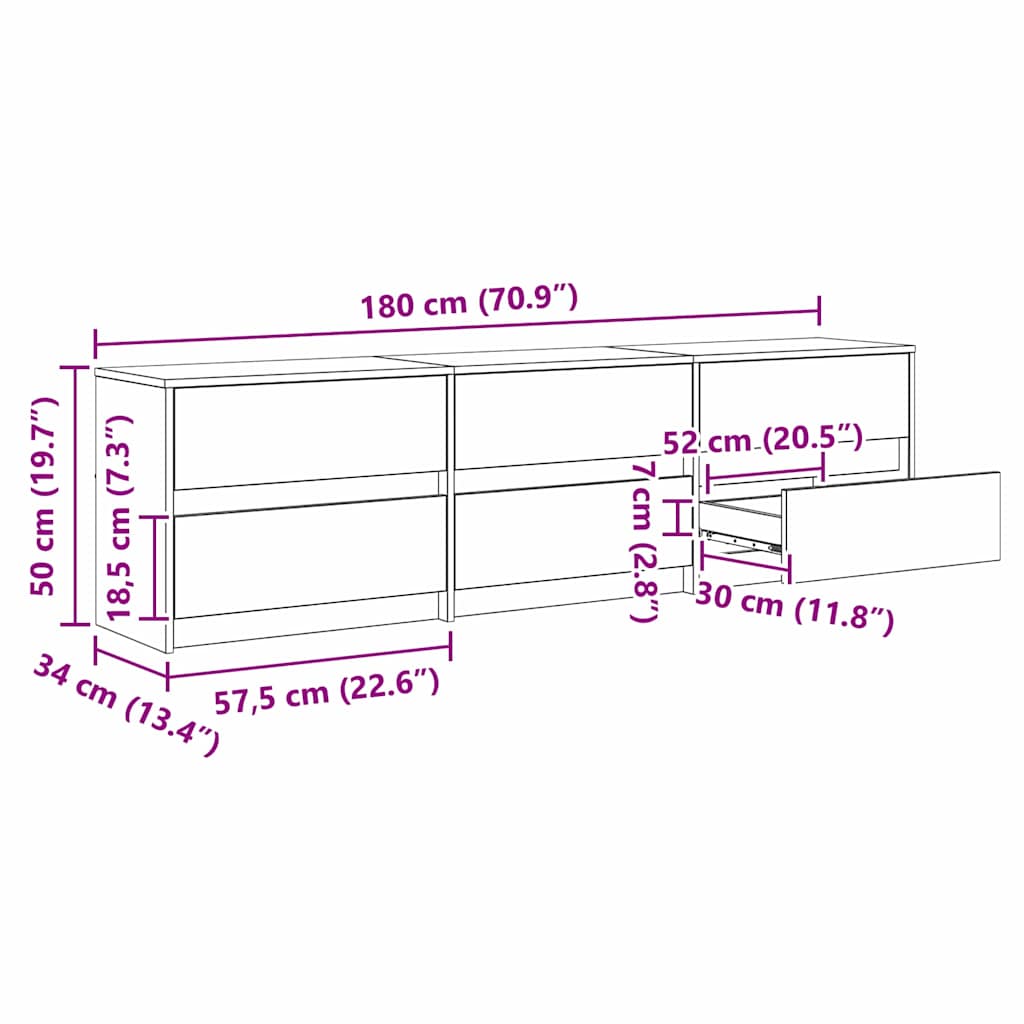 TV Jedinice 2 pcs Crni hrast 180 x 34 x 50 cm Konstruirano drvo