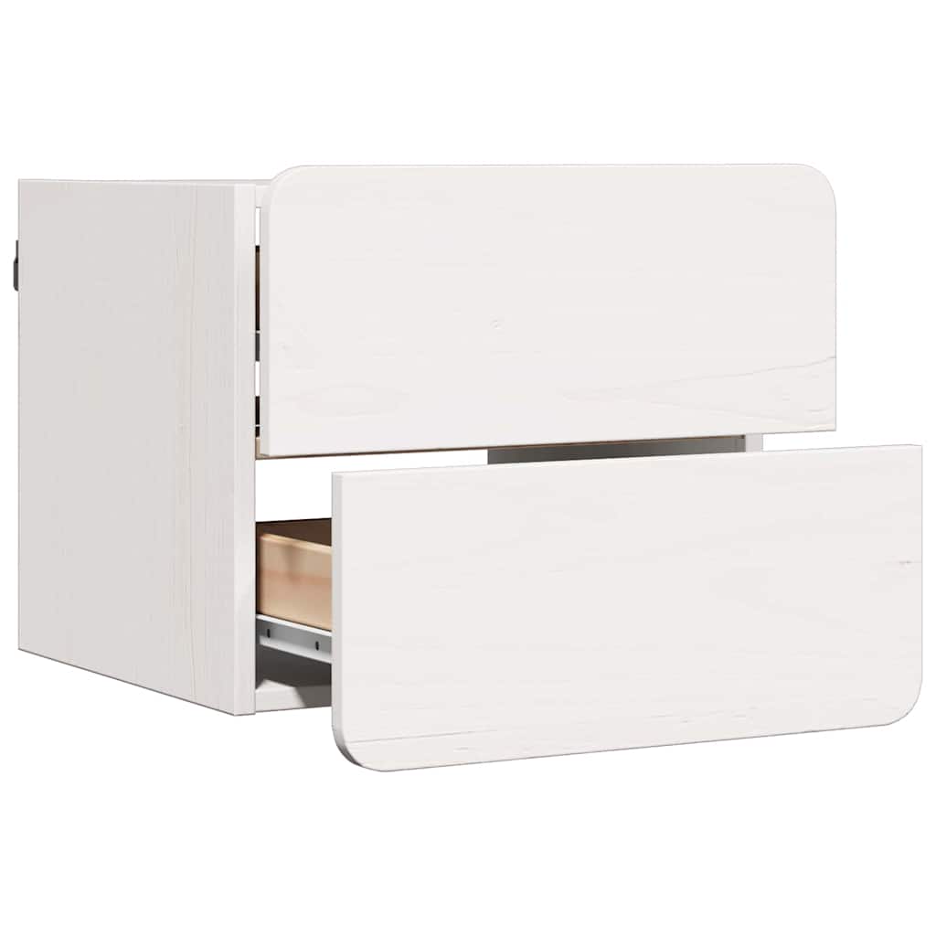 Noćni ormarić 2 pcs Bijelo 39 x 34 x 33 cm Masivna borovina