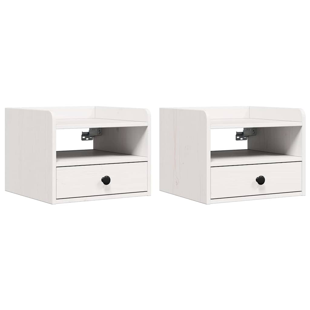 Noćni ormarić 2 pcs Bijelo 38 x 36 x 29,5 cm Masivna borovina