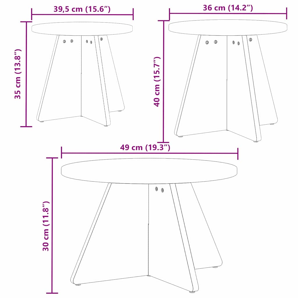 Kava Stol 3 pcs Bijelo