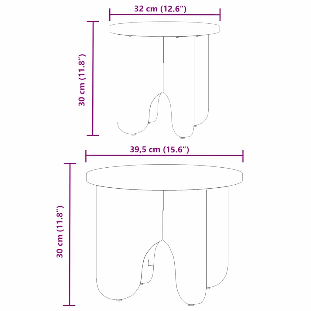 Kava Stol 2 pcs Prirodna Čvrsto borovo drvo