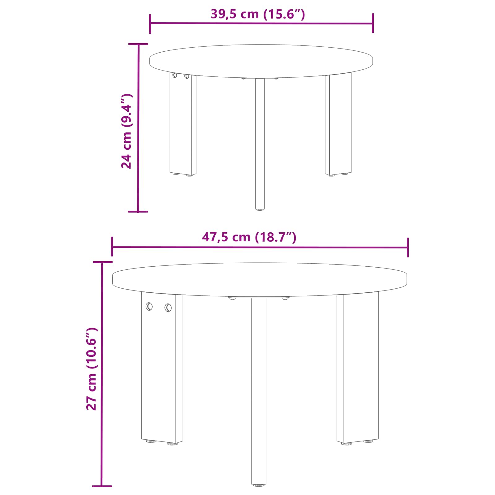 Kava Stol 2 pcs Prirodna Čvrsto borovo drvo