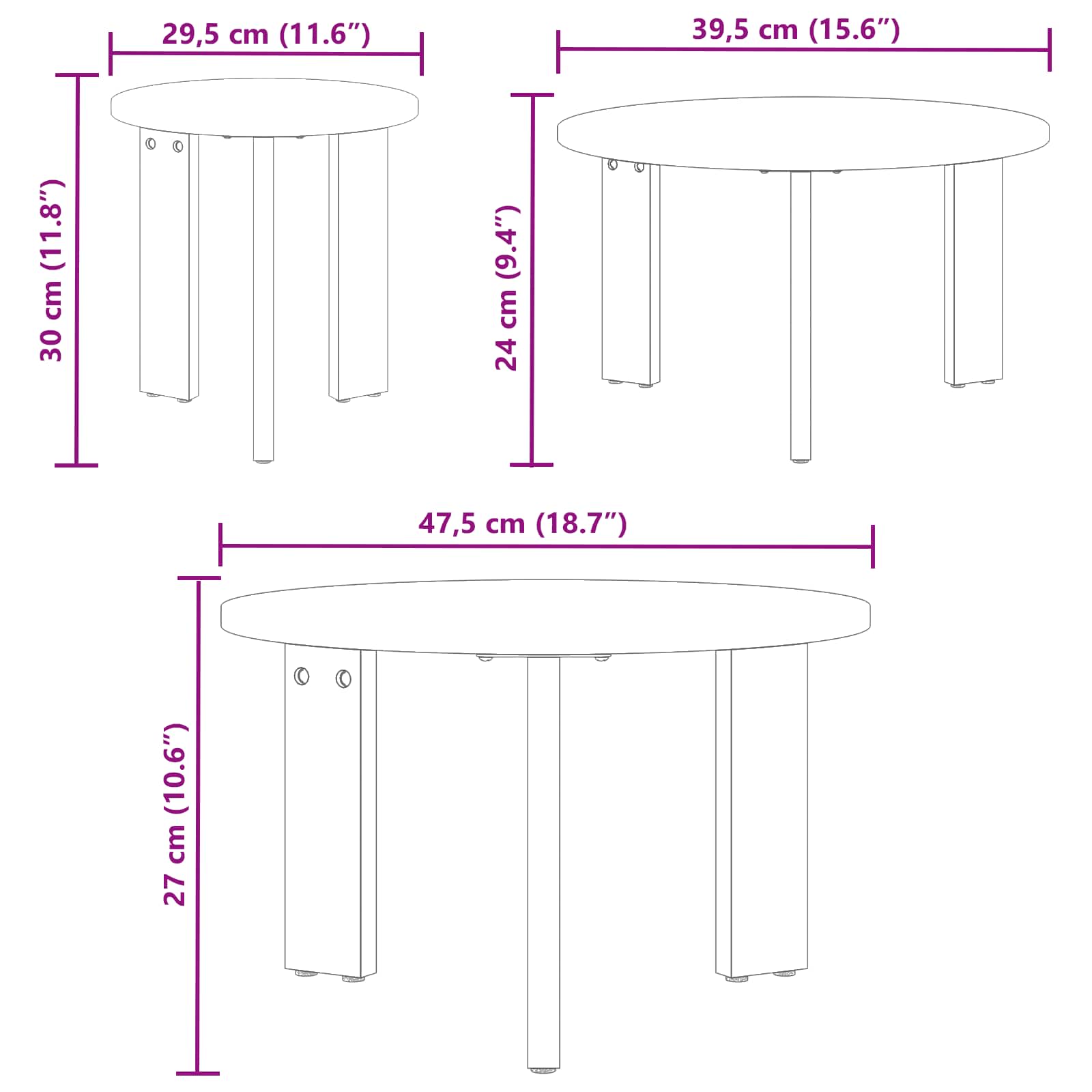Kava Stol 3 pcs Bijelo Masivna borovina