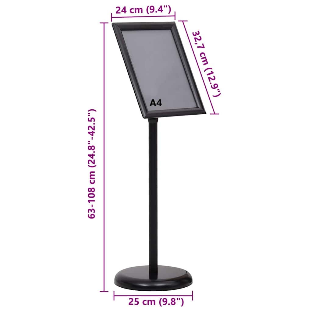 Stalci za plakate 2 pcs Crna 32.7 x 24 x 108 cm Aluminij