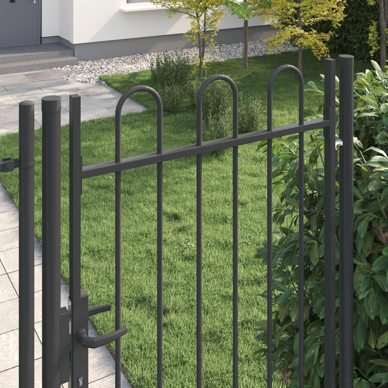 Ogradna vrata BOXTEL 103 x 250 cm Čelik s prahom premazan Siva