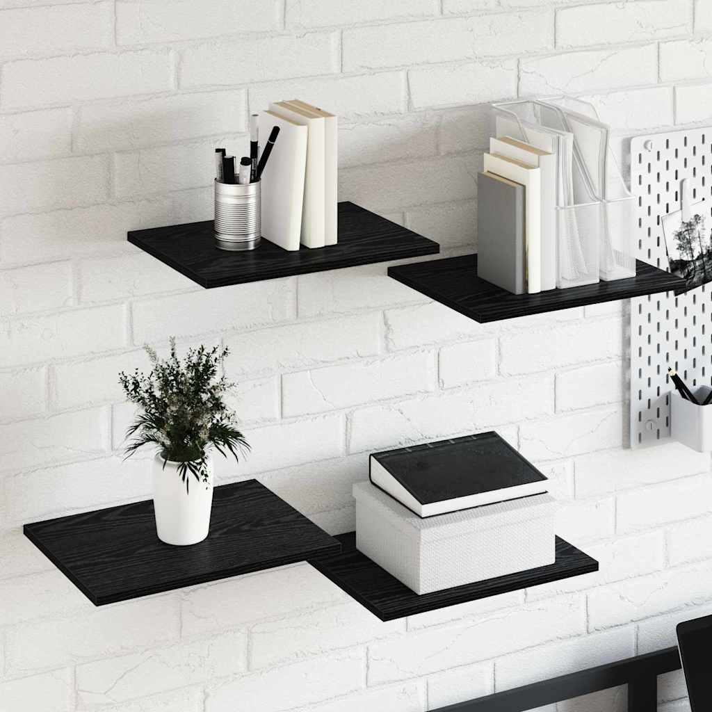 Police za knjige 4 pcs Crna 40 x 30 x 1,5 cm Konstruirano drvo