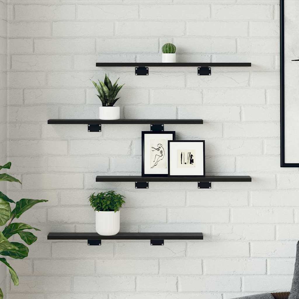 Police za knjige 4 pcs Crna 60 x 10 x 1,5 cm Konstruirano drvo