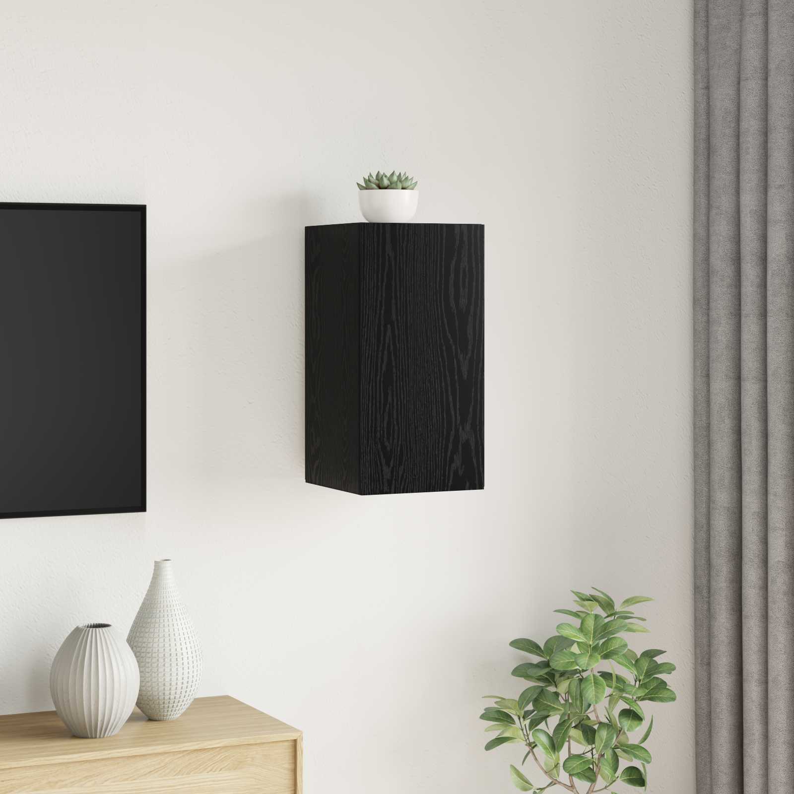 TV Kabinet za Zid Zidne Crni hrast 30,5 x 30 x 60 cm