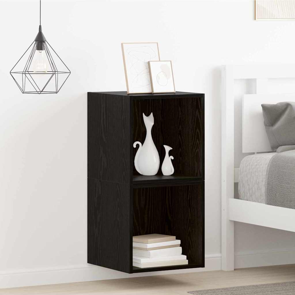 Ormar za Zid 2 pcs Crni hrast 37 x 37 x 37 cm Konstruirano drvo