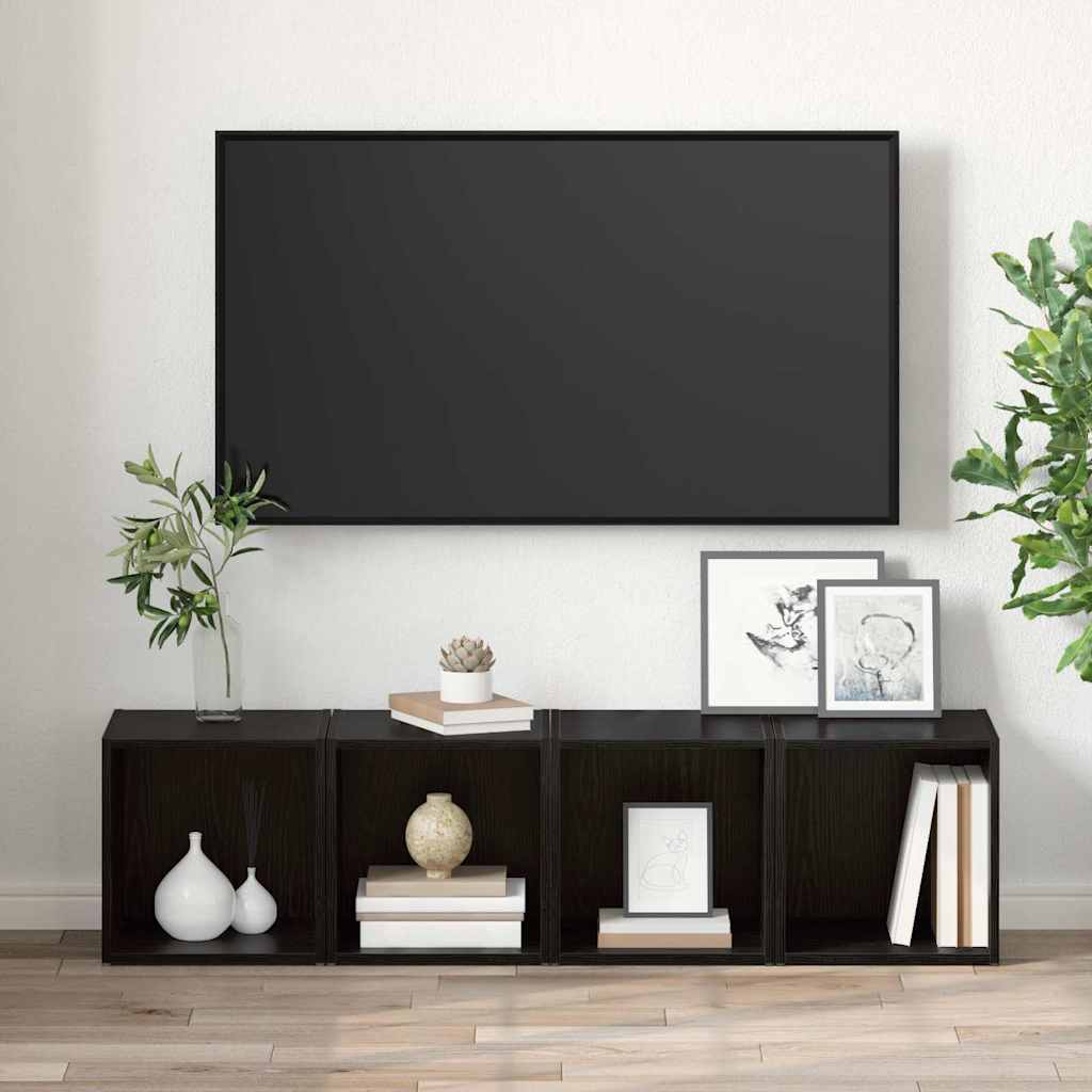 Set TV komoda 4 pcs Crna 37 x 35 x 37,5 cm Konstruirano drvo