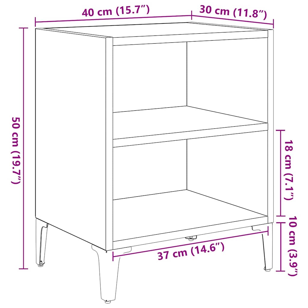 Noćni ormar Crni hrast 40 x 30 x 50 cm Konstruirano drvo