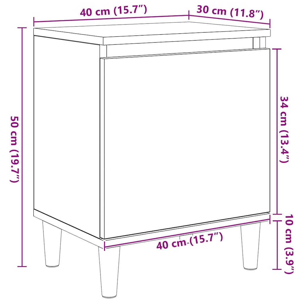 Noćni ormar Crni hrast 40 x 30 x 50 cm Konstruirano drvo
